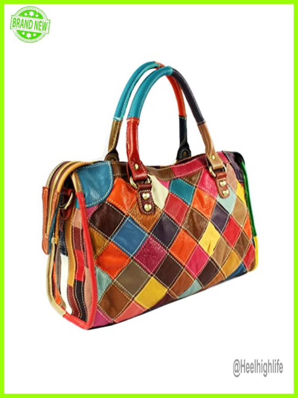 Genuine Leather Handbag Vintage Patchwork Tote Hobo Satchel Shoulder Bag